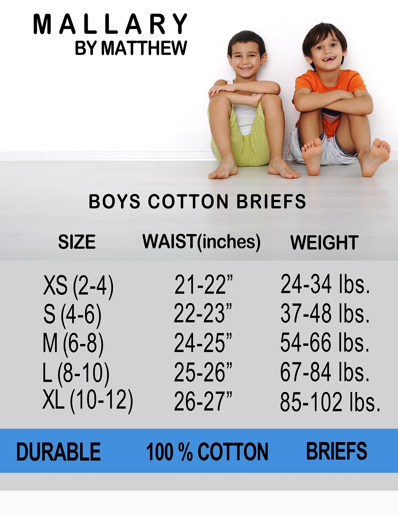 Big Boys' Underwear Briefs Soft 100% Cotton 6-Pack Kids Underwear